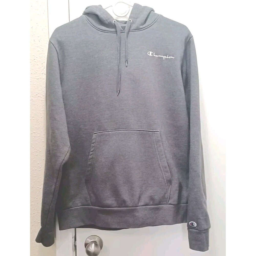 Champion Men's Grey Hoodie  Pullover Sweatshirt - Size M